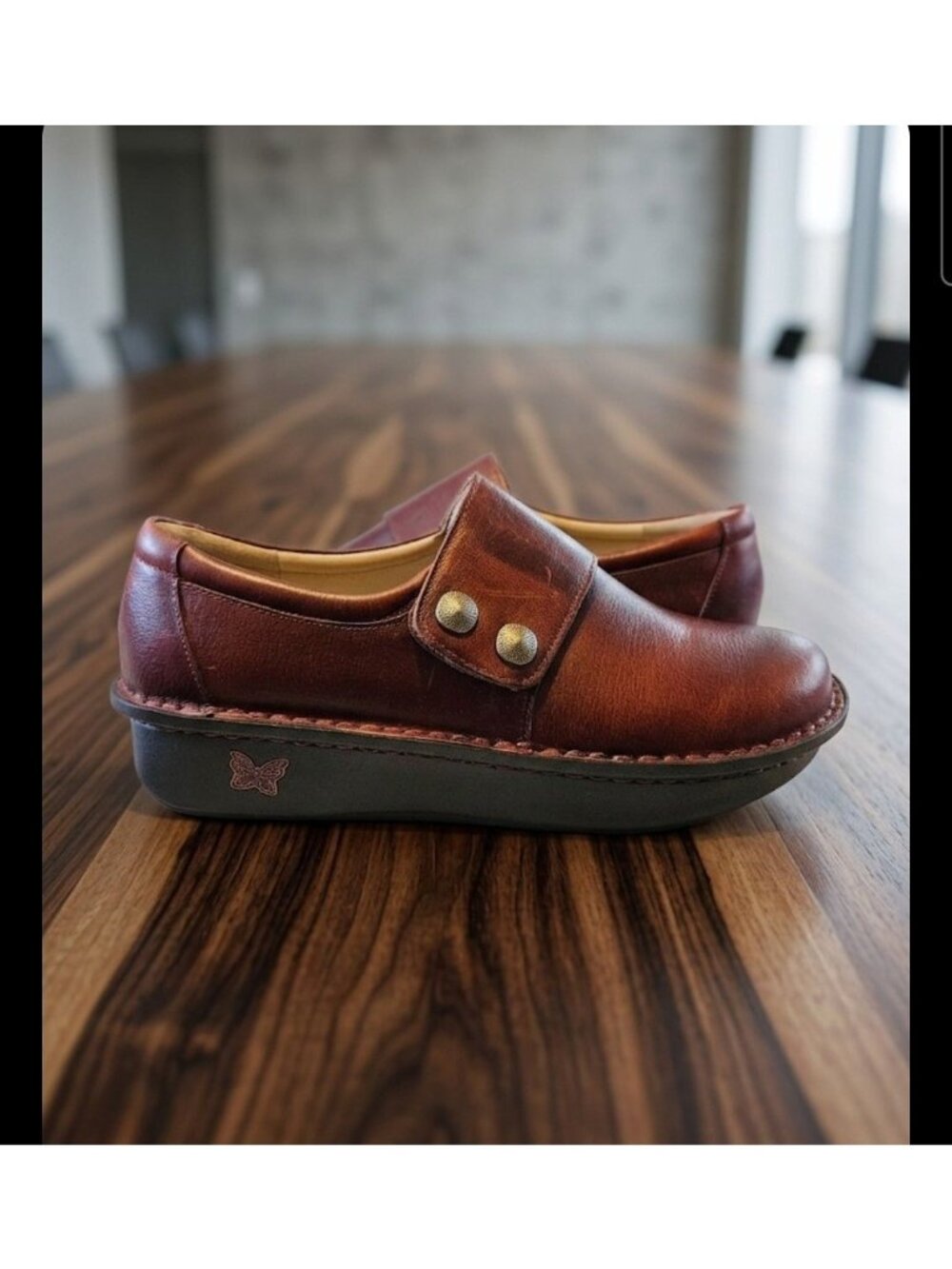 Algeria By PG Lite Deliah Chestnut Leather Slip Resistant Shoes Women US 11.5/12